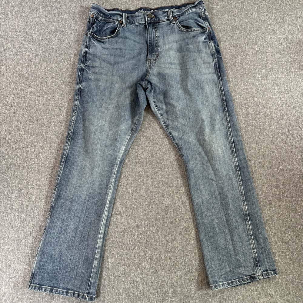 Wrangler Retro Relaxed Boot Jeans Men's 36x32 Blue Stretch Denim Western Cowboy